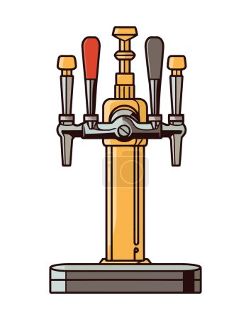 Illustration for Brass and Stainless Beer Dispenser icon isolated - Royalty Free Image