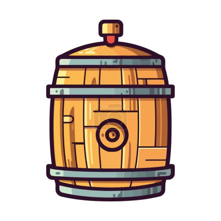 Illustration for Old winery barrel holds liquid celebration drink icon isolated - Royalty Free Image