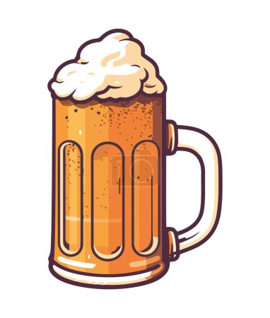 Illustration for Frothy beer in gold pint glass celebration icon isolated - Royalty Free Image
