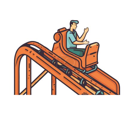 Illustration for Man on the roller coaster icon isolated - Royalty Free Image