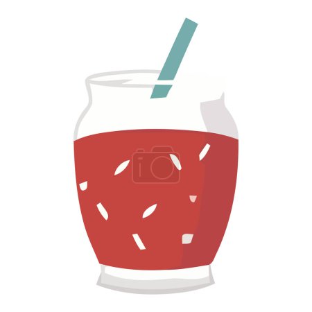 Téléchargez les illustrations : Cocktail de fruits frais dans un pot mignon sur blanc - en licence libre de droit