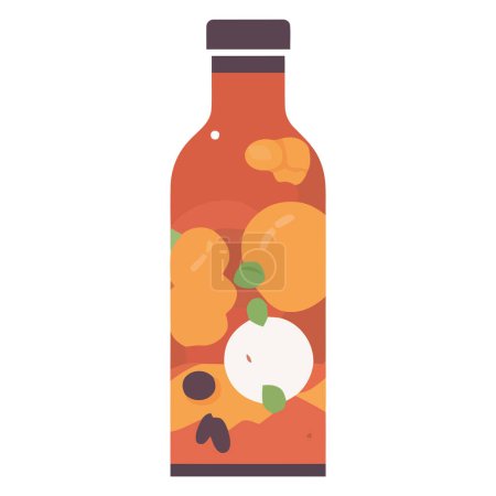 Téléchargez les illustrations : Bouteille de fruits et légumes frais bio sur blanc - en licence libre de droit
