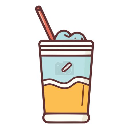 Téléchargez les illustrations : Cocktail rafraîchissant dans un seau en plastique avec des fruits sur blanc - en licence libre de droit