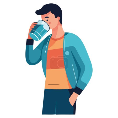 Illustration for Man holding coffee mug over white - Royalty Free Image