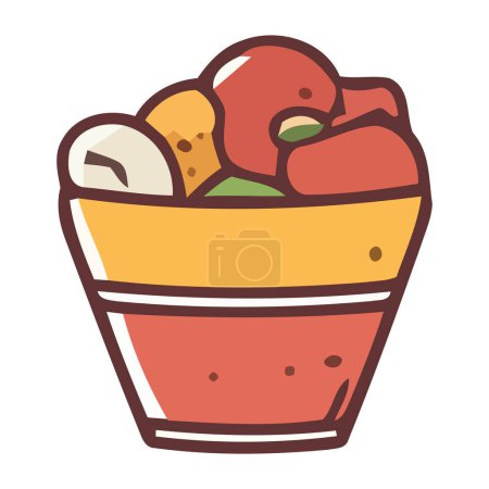 Illustration for Gourmet meal basket with fresh organic vegetables over white - Royalty Free Image