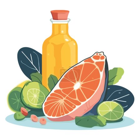 Illustration for Citrus fruits and vegetables for healthy eating over white - Royalty Free Image