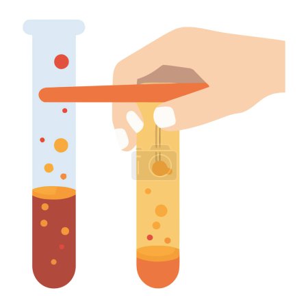 Illustration for Scientist holding test tube analyzing liquid drop over white - Royalty Free Image