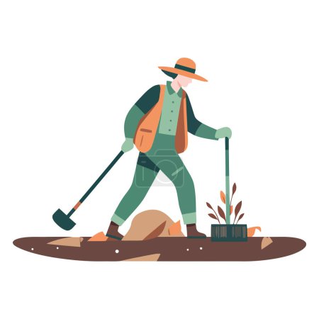 Illustration for Men walking with fishing equipment over white - Royalty Free Image