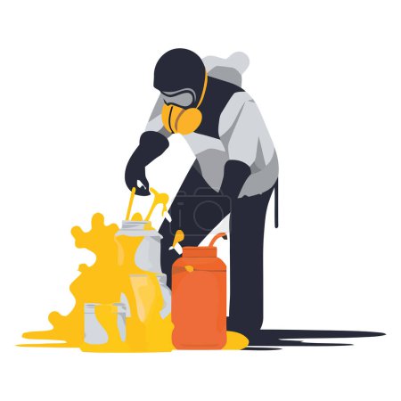 Illustration for Mechanic repairing with oil over white - Royalty Free Image