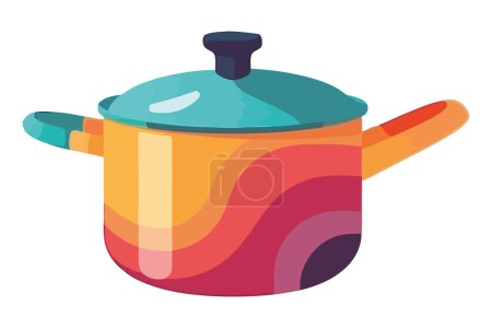 Illustration for Saucepan boils soup over white - Royalty Free Image