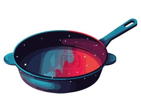 Illustration for Cooking pan with ladle over white - Royalty Free Image