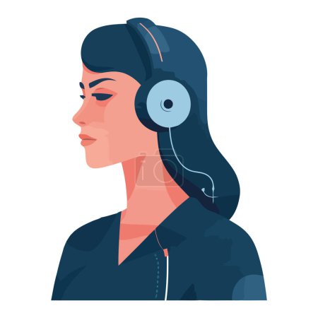 Téléchargez les illustrations : Femme à la mode portant des écouteurs isolés - en licence libre de droit