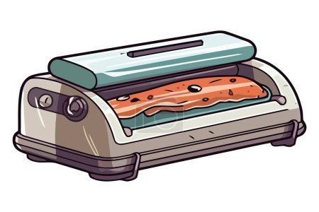Illustration for Freshly toasted sandwich with meat and cheese isolated - Royalty Free Image