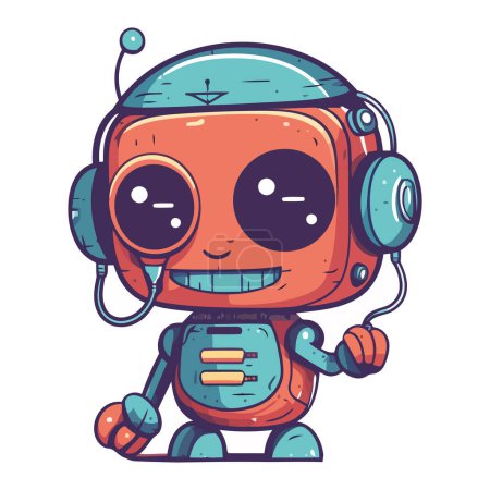 Illustration for Futuristic robot mascot icon isolated - Royalty Free Image