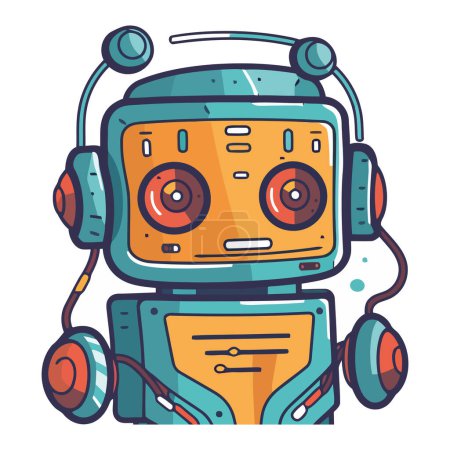 Téléchargez les illustrations : Jouet cyborg robotique mignon isolé - en licence libre de droit
