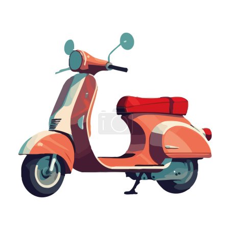 Téléchargez les illustrations : Moto à l'ancienne conduite sur route isolée isolé - en licence libre de droit