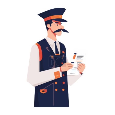 Téléchargez les illustrations : Homme d'affaires prospère en costume tenant vecteur de papier isolé - en licence libre de droit