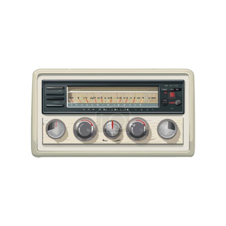 Illustration for Pushing the knob, tuning the old radio isolated - Royalty Free Image