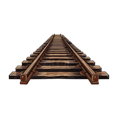 Illustration for Stacked wooden planks form old railroad track isolated - Royalty Free Image