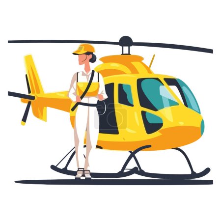 Ilustración de Helicóptero volador con hélice sobre blanco - Imagen libre de derechos