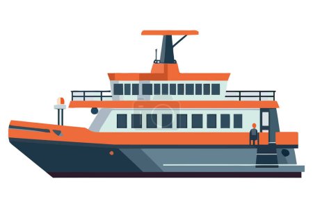 Illustration for Cargo container ship sailing over white - Royalty Free Image