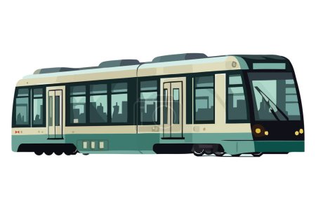 Illustration for Modern bus carrying passengers over white - Royalty Free Image