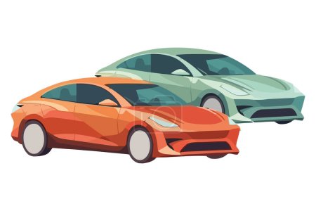 Ilustración de Brillantes coches deportivos sobre blanco - Imagen libre de derechos