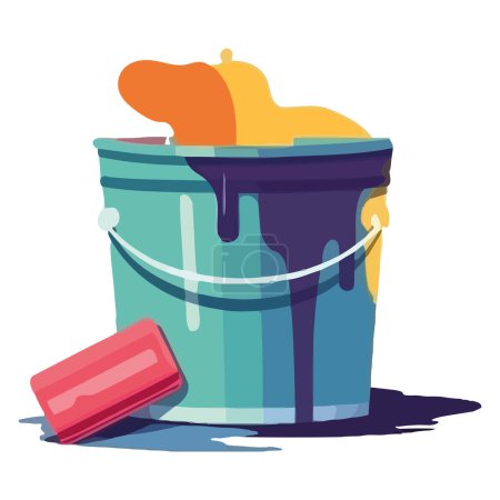 Téléchargez les illustrations : Paint bucket design over white - en licence libre de droit