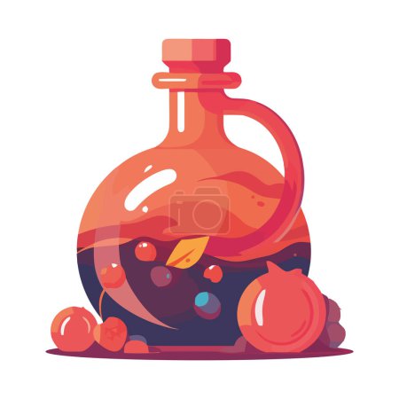 Illustration for Fresh organic potion in cute jar icon isolated - Royalty Free Image