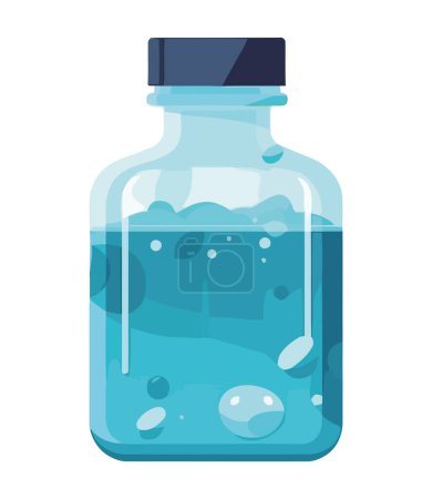 Téléchargez les illustrations : Pot en verre transparent détient icône de l'eau douce isolé - en licence libre de droit