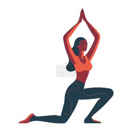 Téléchargez les illustrations : Femme pratiquant le yoga, atteindre l'équilibre et l'harmonie icône - en licence libre de droit