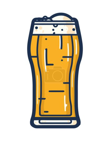 Illustration for Frothy pint of beer in a cartoon bar icon isolated - Royalty Free Image