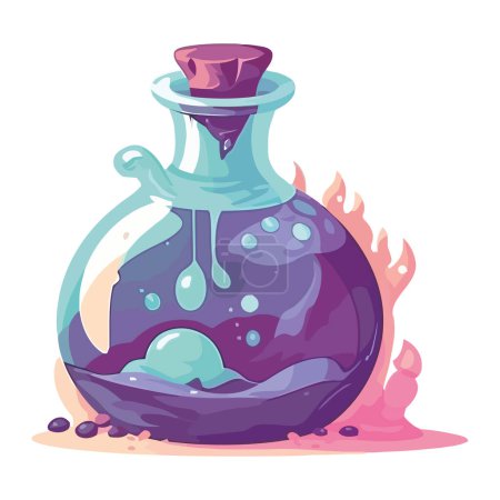 Téléchargez les illustrations : Potion transparente en icône de bouteille violette isolée - en licence libre de droit