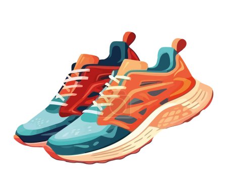 Illustration for Athlete jogging in modern sports shoes design icon isolated - Royalty Free Image