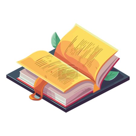 Illustration for Textbook on yellow background for studying icon isolated - Royalty Free Image