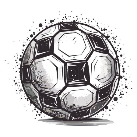 Téléchargez les illustrations : Symbole vectoriel ballon de football sur fond noir icône isolée - en licence libre de droit
