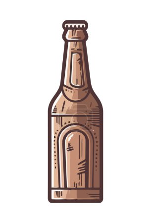 Illustration for Beer bottle icon with refreshing liquid inside icon isolated - Royalty Free Image