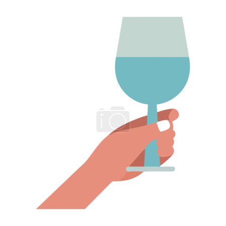 Ilustración de Mano sosteniendo la copa de vino, celebrando icono aislado - Imagen libre de derechos