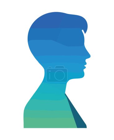 Illustration for Young businessman silhouette profile view icon isolated - Royalty Free Image