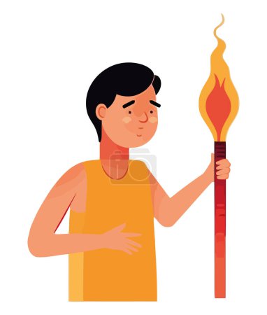 Illustration for One person holding a candle of success icon isolated - Royalty Free Image