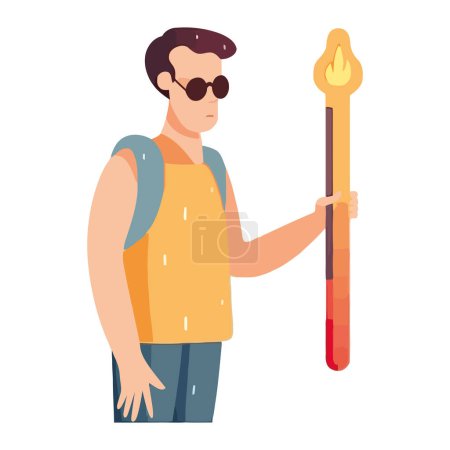 Illustration for Young adult holding torch smiling icon isolated - Royalty Free Image