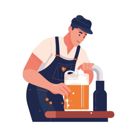 Illustration for Young man with beer drink icon isolated - Royalty Free Image