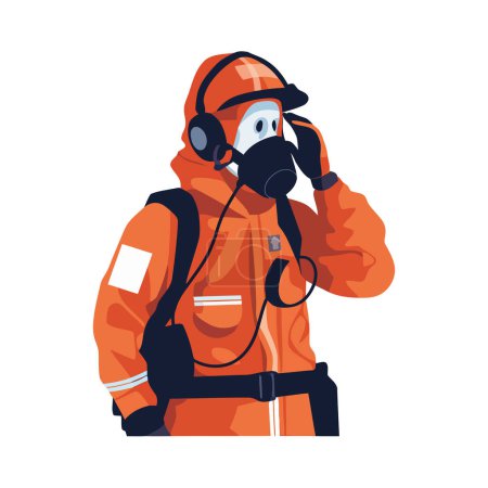 Téléchargez les illustrations : Vêtements de travail protecteurs symbolise la sécurité pour l'homme icône isolé - en licence libre de droit