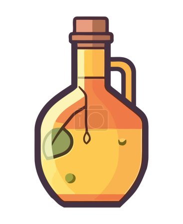 Ilustración de Fruta fresca en frasco de vidrio con icono de vinagre aislado - Imagen libre de derechos