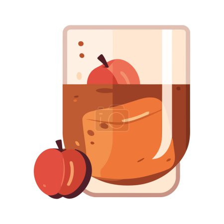 Ilustración de Manzana jugosa simboliza frescura y alimentación saludable icono aislado - Imagen libre de derechos