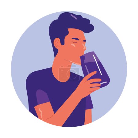 Illustration for Man drinking from a glass icon isolated - Royalty Free Image