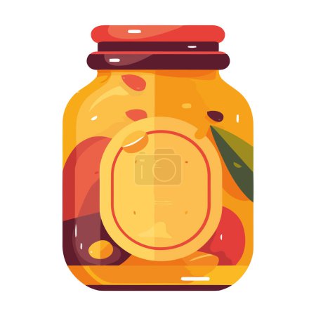 Téléchargez les illustrations : Fruits biologiques frais dans un pot en verre icône isolé - en licence libre de droit
