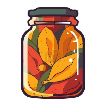 Ilustración de Frasco de vidrio de verduras conserva icono aislado - Imagen libre de derechos