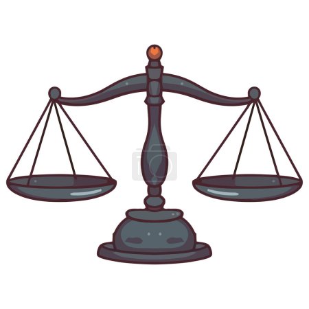 Illustration for Justice symbolized by equal arm balance icon isolated - Royalty Free Image