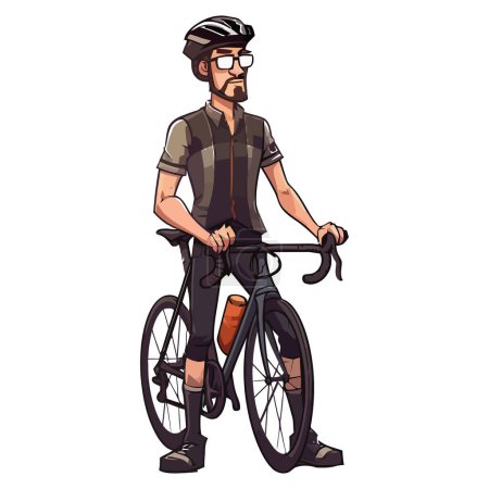 Illustration for Biker riding bicycle with sports helmet outdoors icon isolated - Royalty Free Image